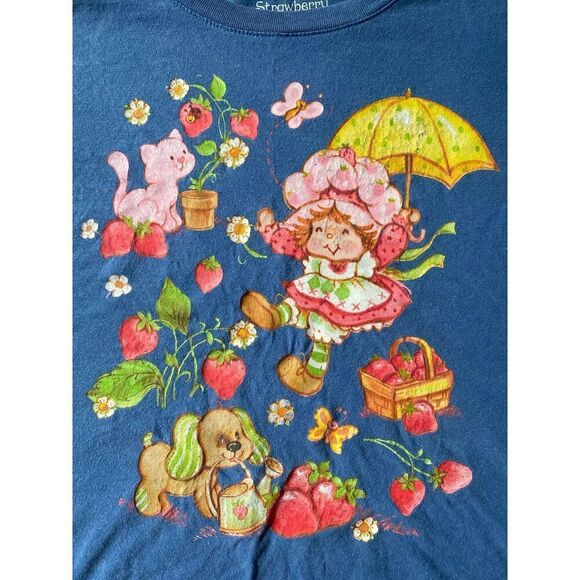 Strawberry Shortcake Brown Cropped Shirt Women’s size Small retro vintage style - Picture 2 of 5